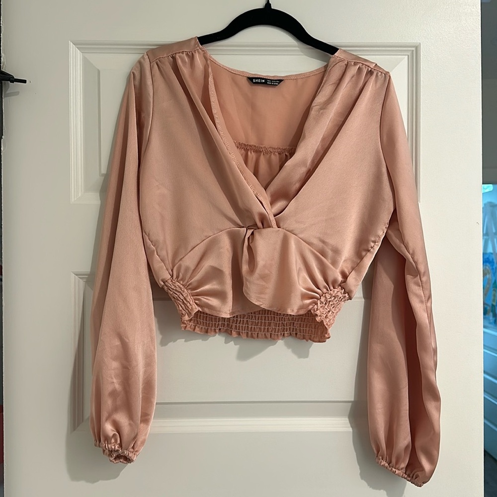 Satin Peach Twist Crop top